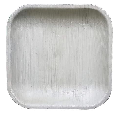 Eco-Friendly: Nisarga Eco Products Areca Leaf Square Plates on a white background.