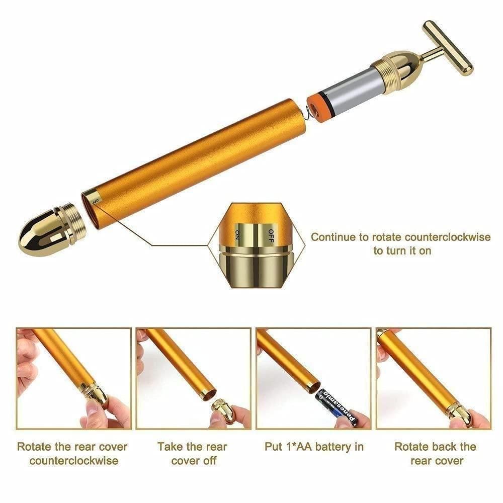 24K Gold-Electric Facial Massage Roller