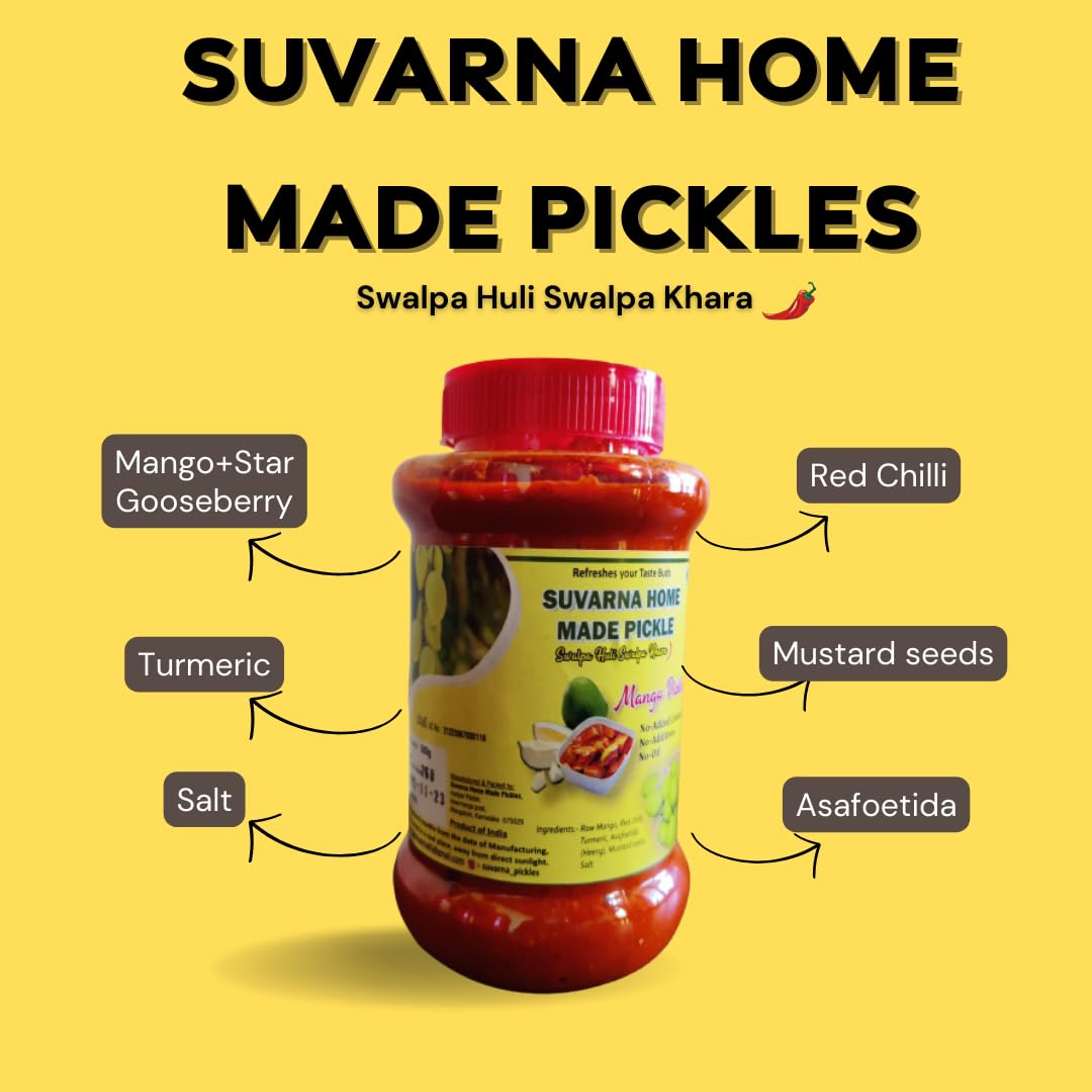 SUVARNA HOME MADE PICKLE Mango + Star Gooseberry Mix Pickle 250g