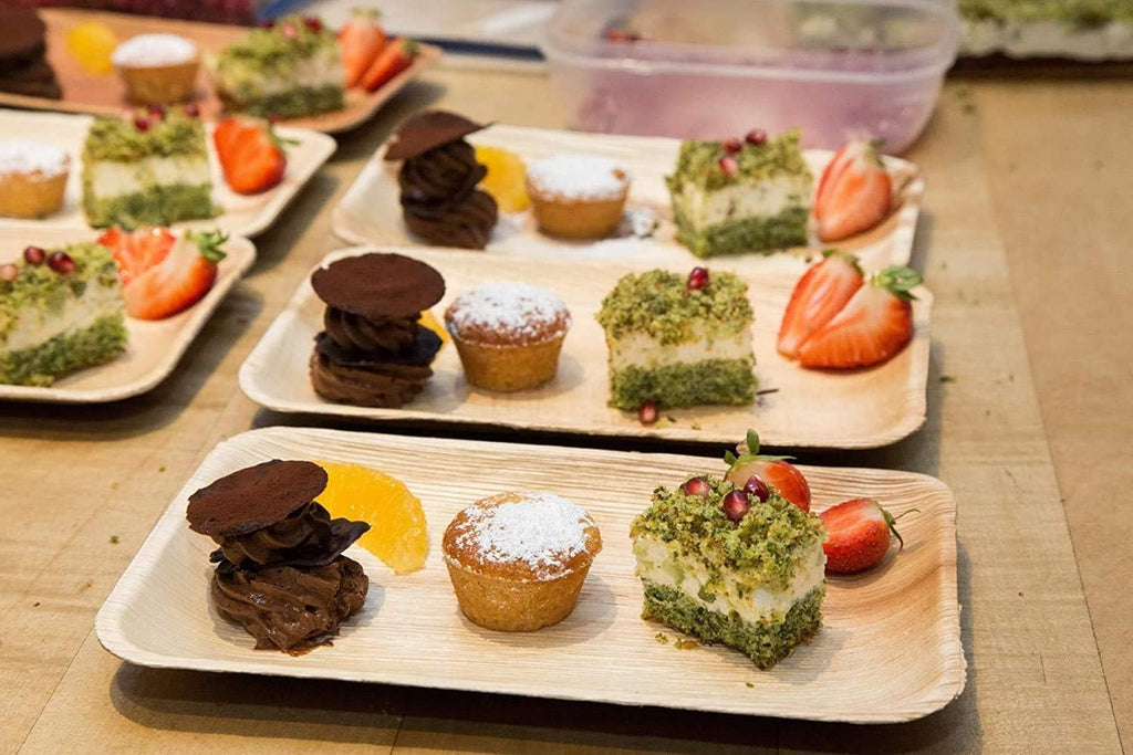 Areca Leaf Rectanglar Plates | Export Quality | 100%, Eco-Friendly, Compostable, Biodegradable, Disposable Palm Leaf Plates for Party, Wedding, Events (9x6 inch, 10)