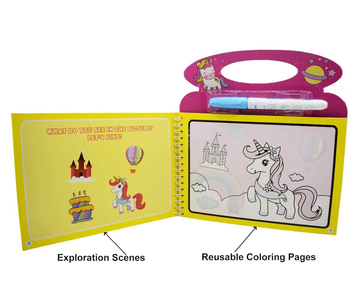 Cartoon Reusable Magic Pen / Water Painting Book