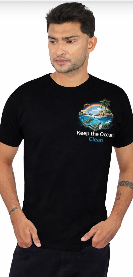 Nisarga's Unisex Black Polyester Round Neck 100GSM Tshirts