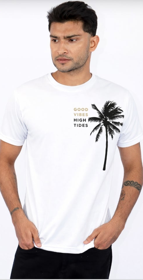 Nisarga's Unisex White Polyester Round Neck 140GSM T-shirts