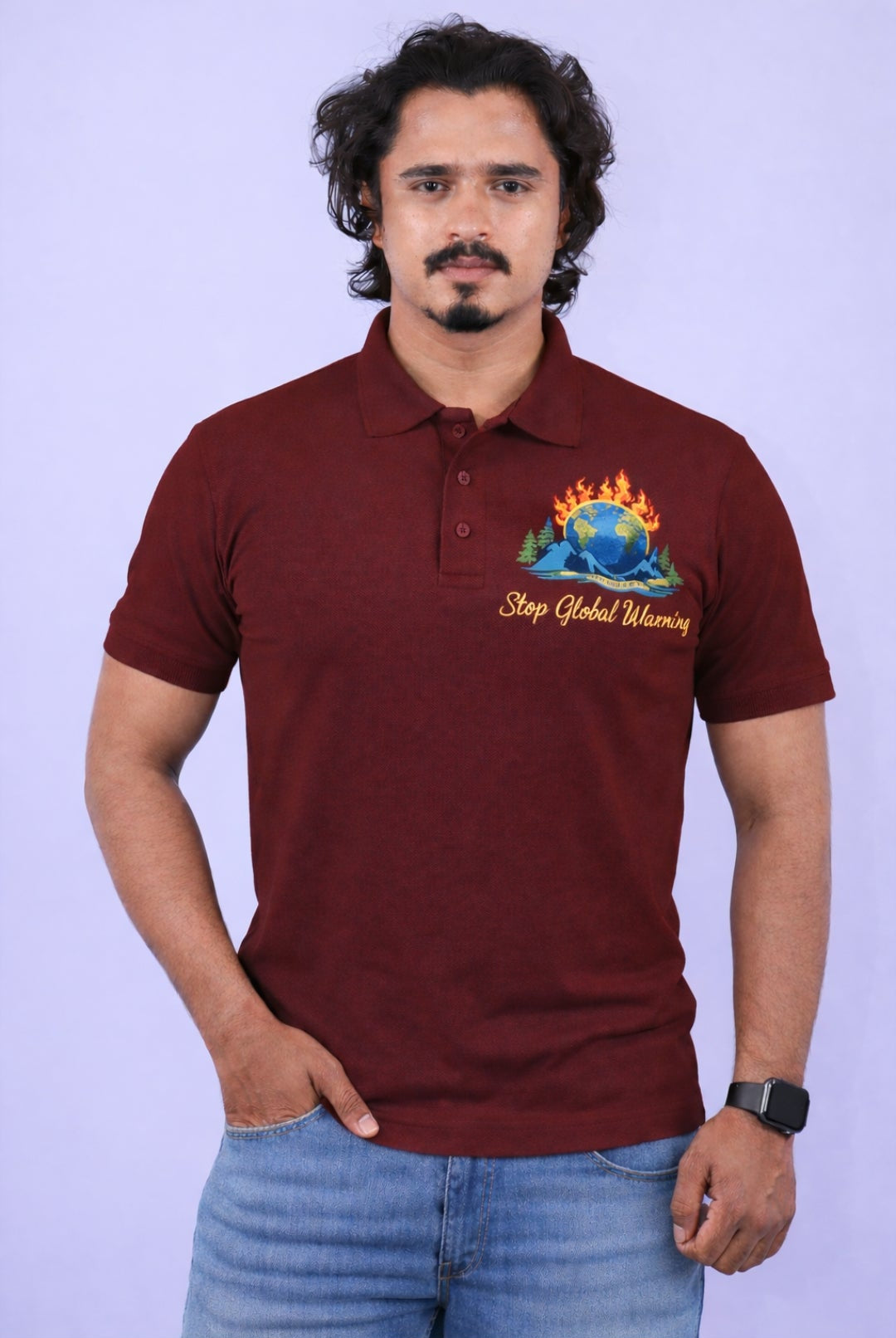 Nisarga's Unisex Maroon Polycotton  Polo Half Sleeve 220 GSM TShirts