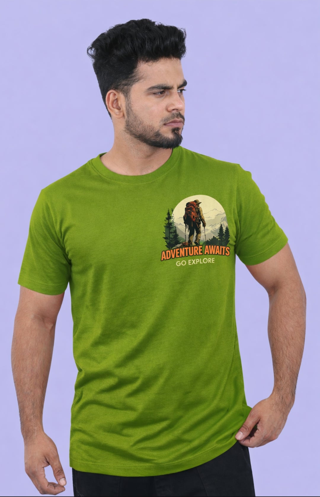 Nisarga's Unisex Olive Green Cotton Round Neck 180GSM Half Sleeve Tshirts