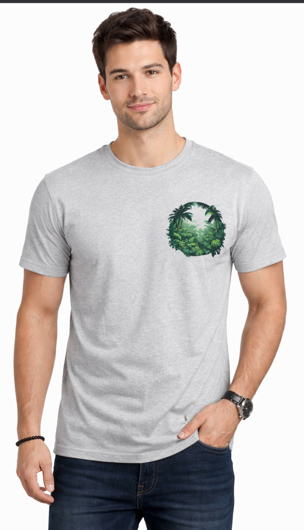 Nisarga's Unisex Silver Grey Cotton Round Neck T-shirts